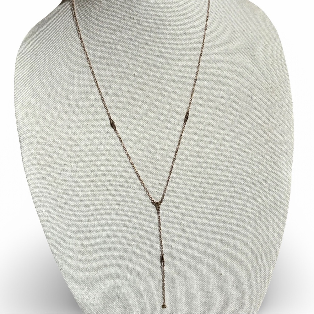 Antique Victorian Brass Y-Style Lariat Necklace